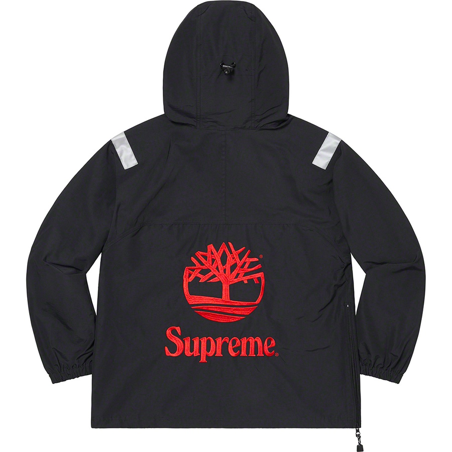 Details on Supreme Timberland Reflective Taping Anorak Black from spring summer
                                                    2021 (Price is $168)