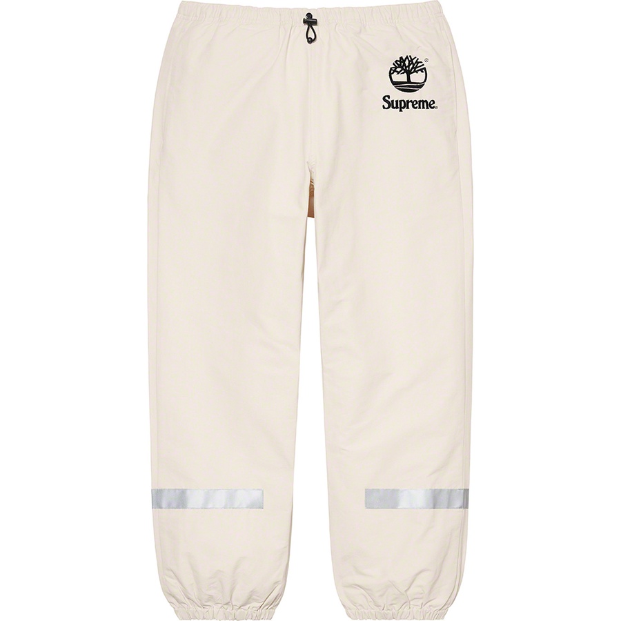 Details on Supreme Timberland Reflective Taping Track Pant Stone from spring summer
                                                    2021 (Price is $138)