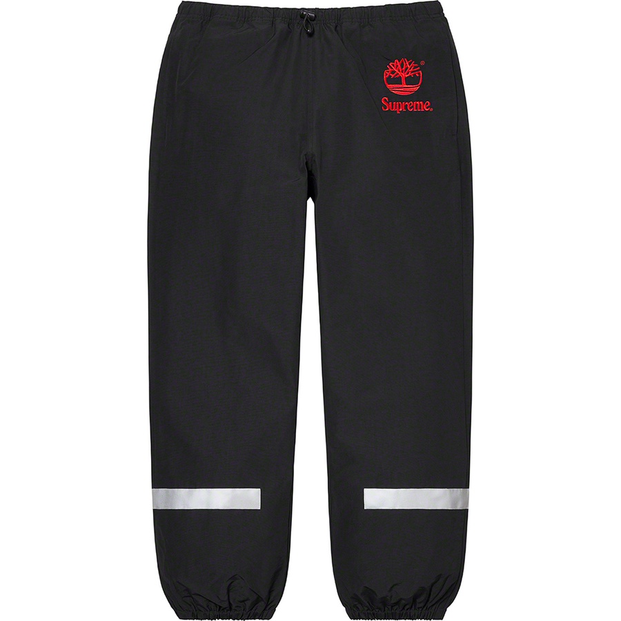 Details on Supreme Timberland Reflective Taping Track Pant Black from spring summer
                                                    2021 (Price is $138)