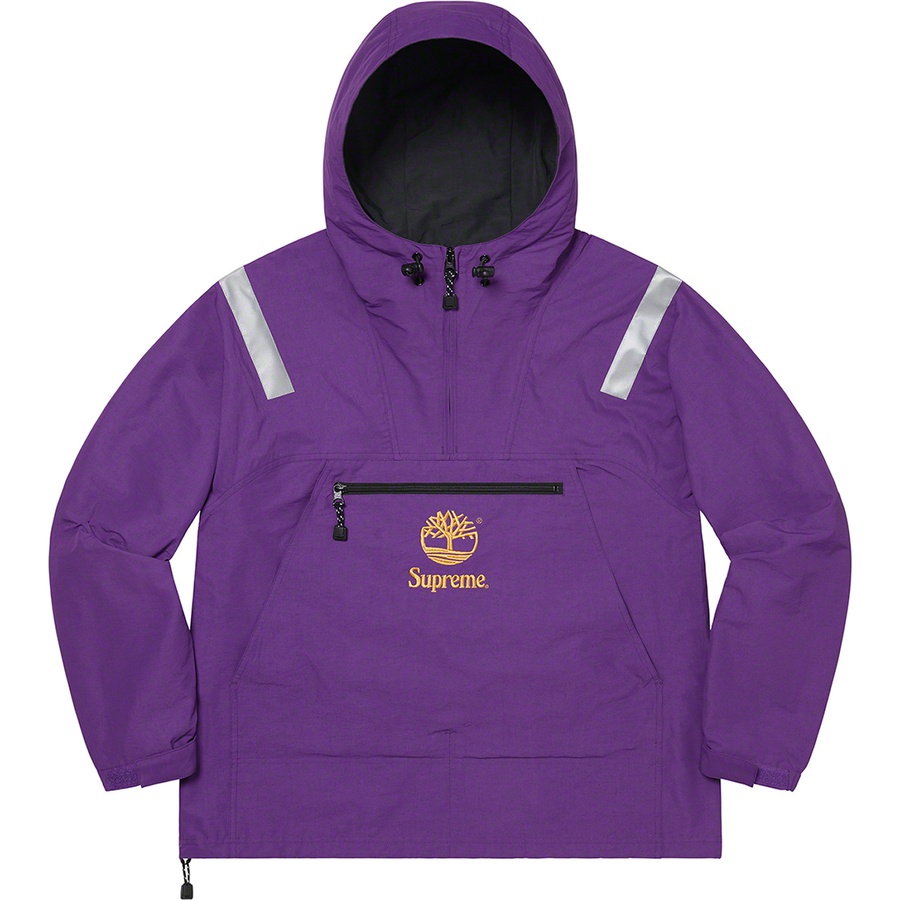 Details on Supreme Timberland Reflective Taping Anorak Purple from spring summer
                                                    2021 (Price is $168)