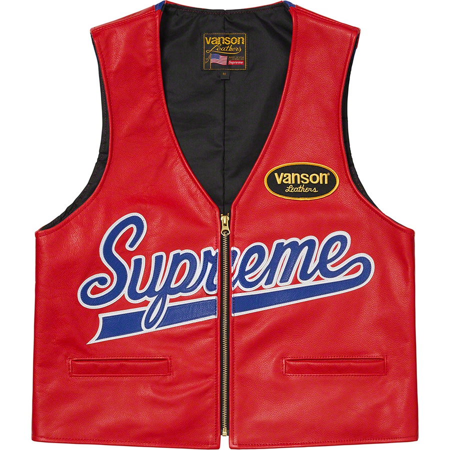 Details on Supreme Vanson Leathers Spider Web Vest Red from spring summer
                                                    2021 (Price is $648)