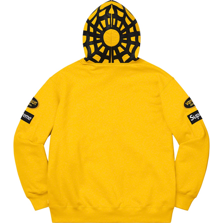 Details on Supreme Vanson Leathers Spider Web Zip Up Hooded Sweatshirt Yellow from spring summer
                                                    2021 (Price is $378)