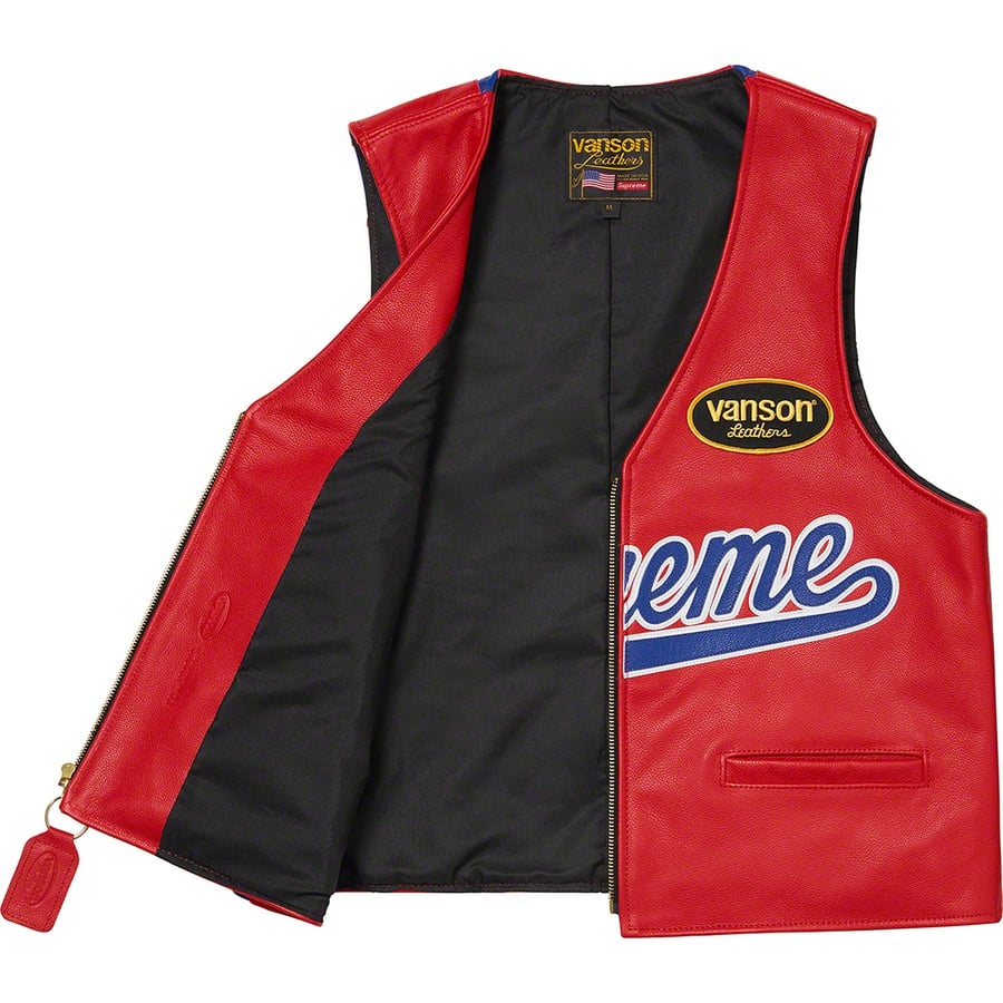 Details on Supreme Vanson Leathers Spider Web Vest Red from spring summer
                                                    2021 (Price is $648)