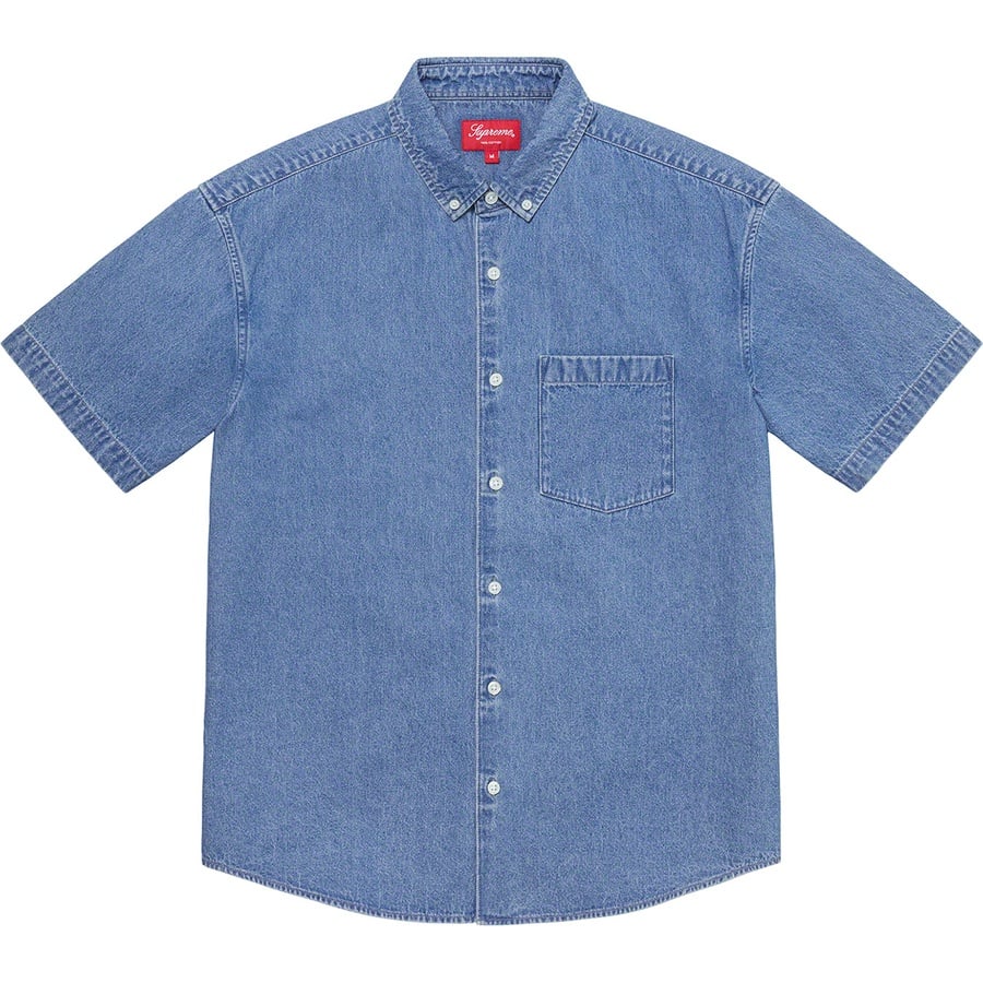 Details on Embossed Denim S S Shirt Blue from spring summer
                                                    2021 (Price is $128)