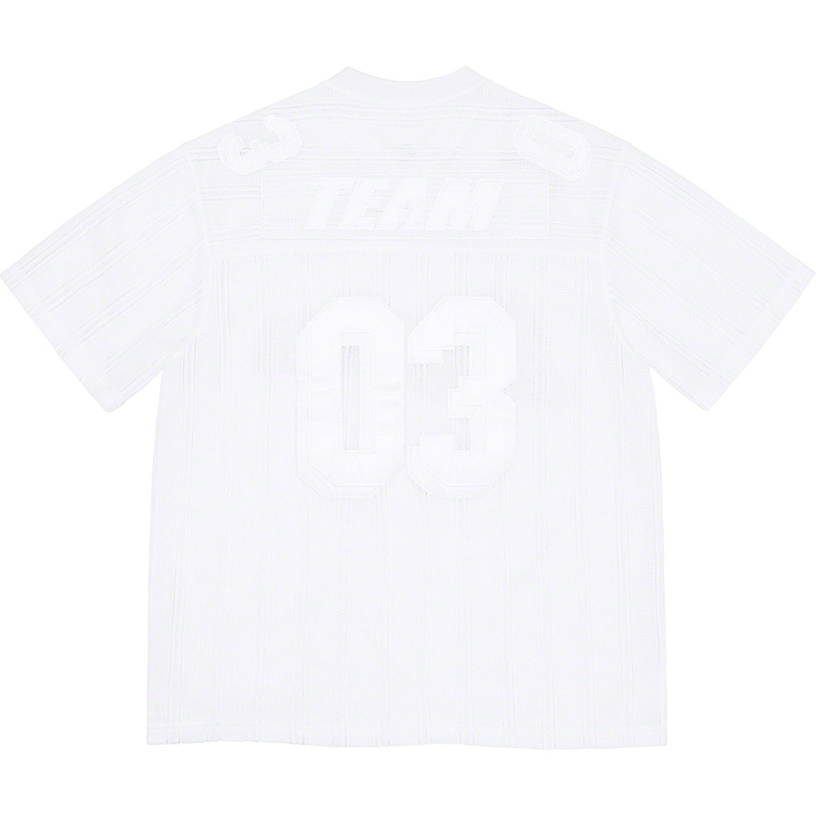 Details on Mesh Stripe Football Jersey White from spring summer
                                                    2021 (Price is $98)