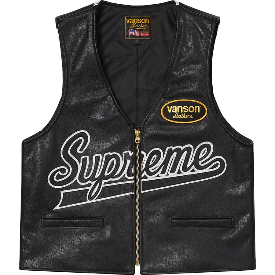 Details on Supreme Vanson Leathers Spider Web Vest Black from spring summer
                                                    2021 (Price is $648)