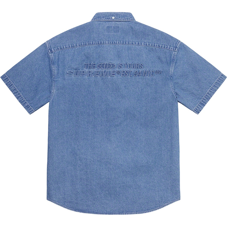 Details on Embossed Denim S S Shirt Blue from spring summer
                                                    2021 (Price is $128)