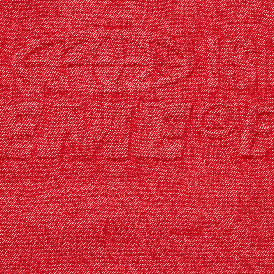 Details on Embossed Denim S S Shirt Red from spring summer
                                                    2021 (Price is $128)
