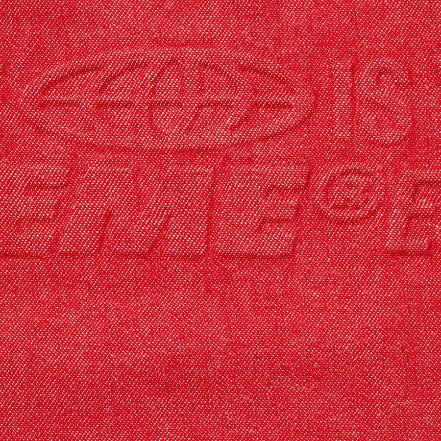 Details on Embossed Denim S S Shirt Red from spring summer
                                                    2021 (Price is $128)