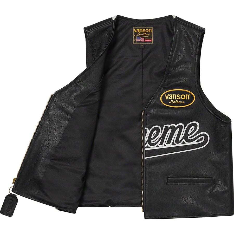 Details on Supreme Vanson Leathers Spider Web Vest Black from spring summer
                                                    2021 (Price is $648)