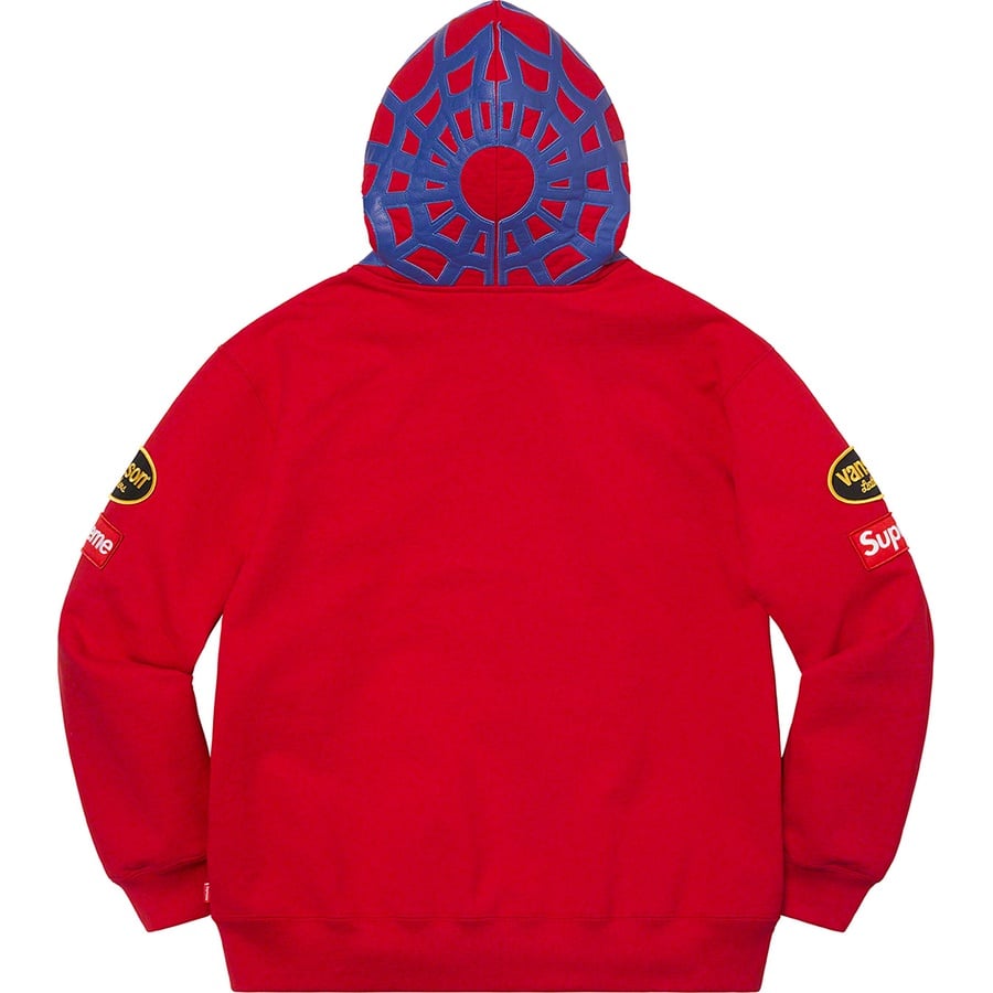 Details on Supreme Vanson Leathers Spider Web Zip Up Hooded Sweatshirt Red from spring summer
                                                    2021 (Price is $378)