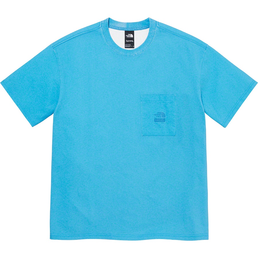 Details on Supreme The North Face Pigment Printed Pocket Tee Turquoise from spring summer
                                                    2021 (Price is $60)