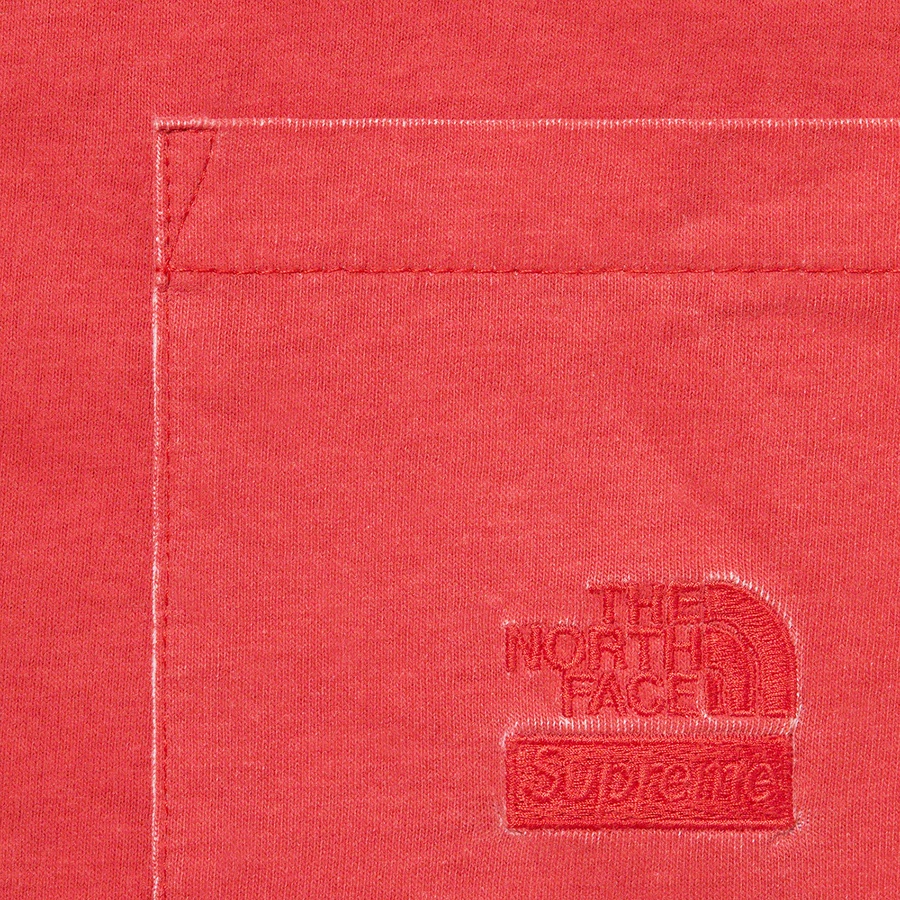 Details on Supreme The North Face Pigment Printed Pocket Tee Red from spring summer
                                                    2021 (Price is $60)
