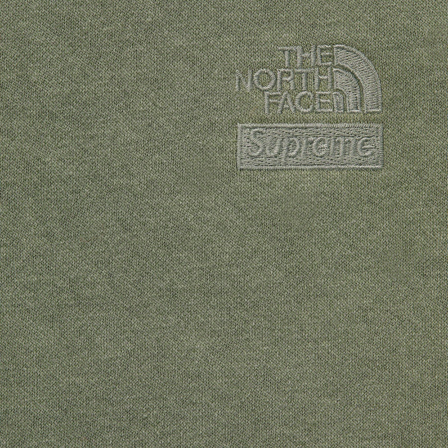 Details on Supreme The North Face Pigment Printed Crewneck Olive from spring summer
                                                    2021 (Price is $138)