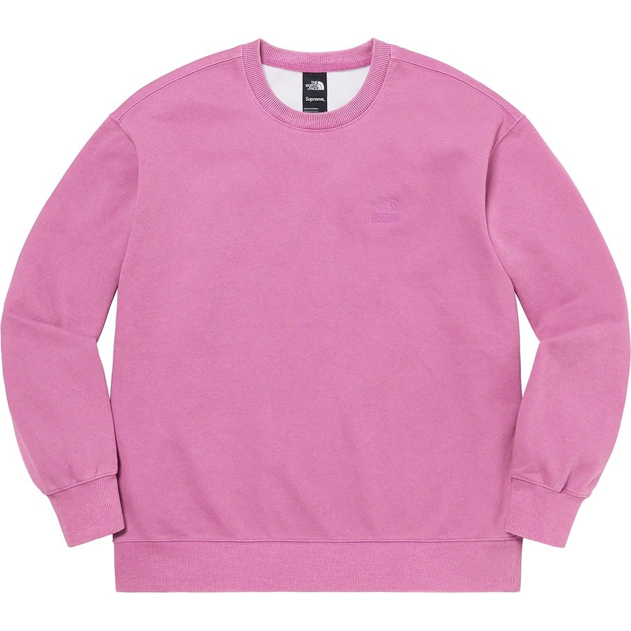 Details on Supreme The North Face Pigment Printed Crewneck Pink from spring summer
                                                    2021 (Price is $138)
