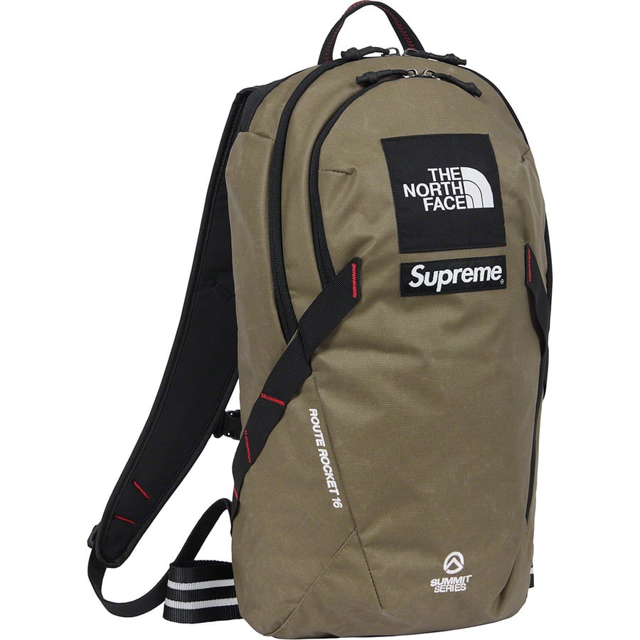 Details on Supreme The North Face Summit Series Outer Tape Seam Route Rocket Backpack Olive from spring summer
                                                    2021 (Price is $158)