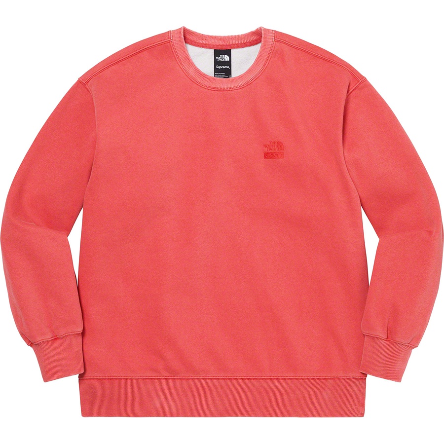 Details on Supreme The North Face Pigment Printed Crewneck Red from spring summer
                                                    2021 (Price is $138)