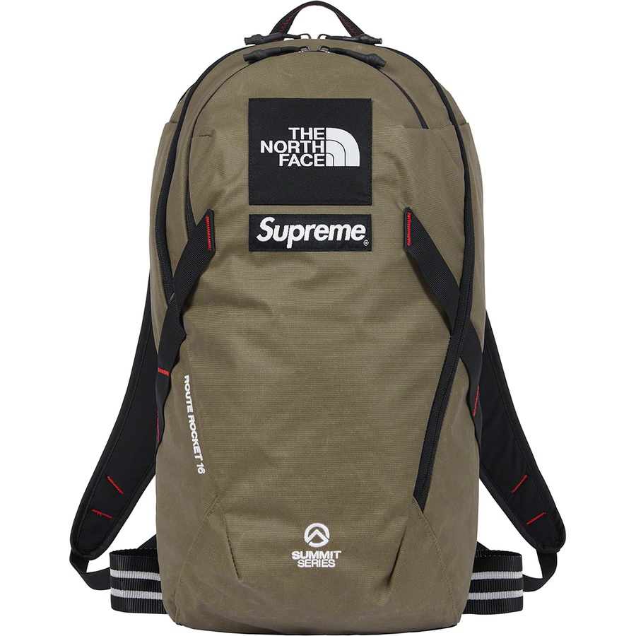 Details on Supreme The North Face Summit Series Outer Tape Seam Route Rocket Backpack Olive from spring summer
                                                    2021 (Price is $158)