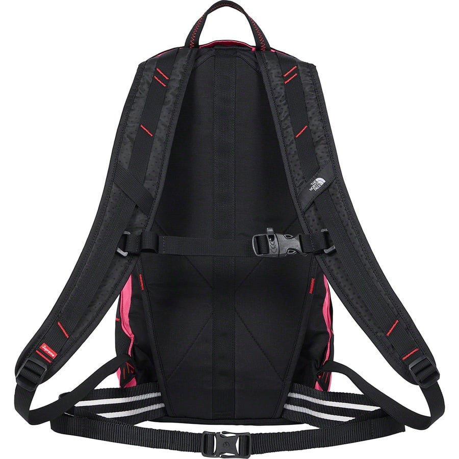 Details on Supreme The North Face Summit Series Outer Tape Seam Route Rocket Backpack Pink from spring summer
                                                    2021 (Price is $158)