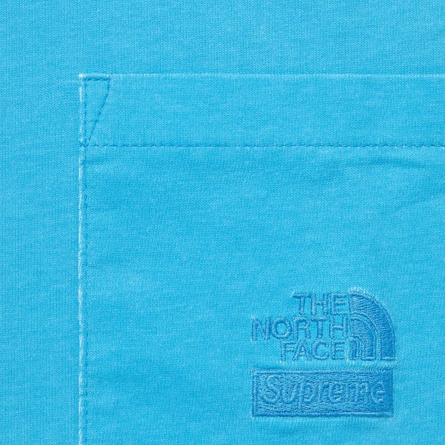 Details on Supreme The North Face Pigment Printed Pocket Tee Turquoise from spring summer
                                                    2021 (Price is $60)