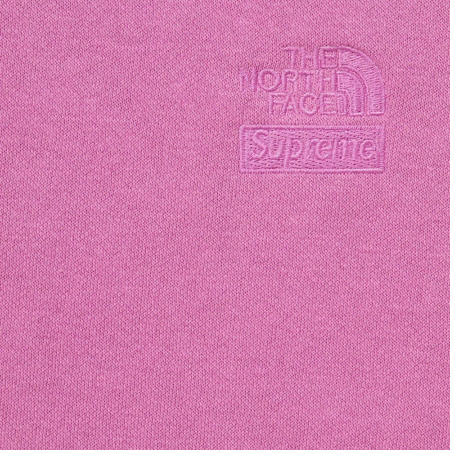 Details on Supreme The North Face Pigment Printed Crewneck Pink from spring summer
                                                    2021 (Price is $138)