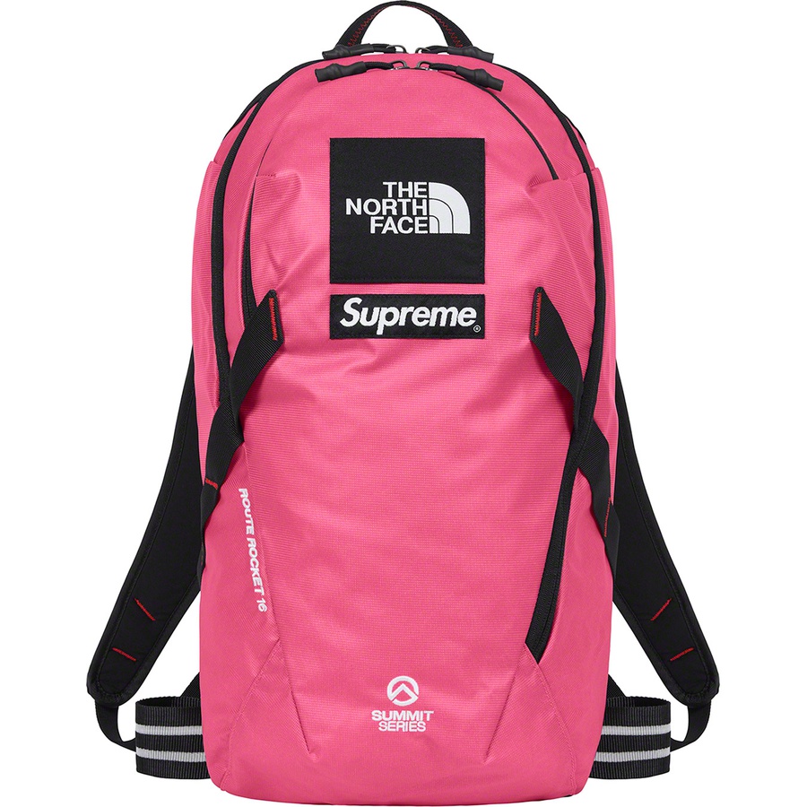 Details on Supreme The North Face Summit Series Outer Tape Seam Route Rocket Backpack Pink from spring summer
                                                    2021 (Price is $158)