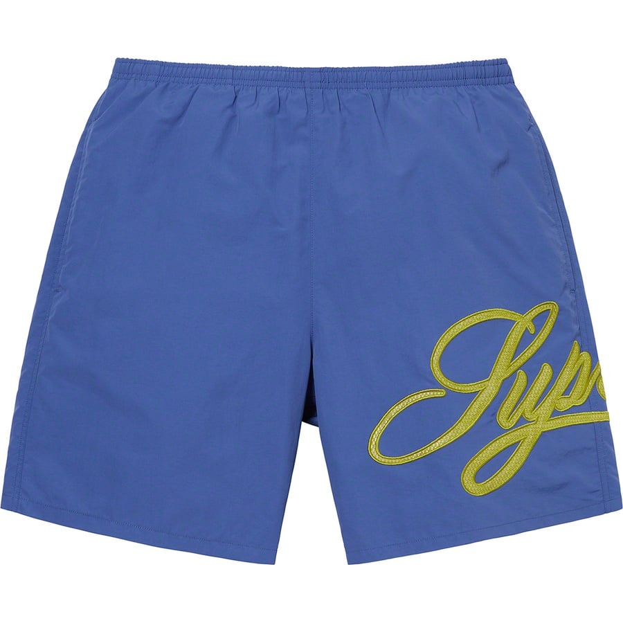 Details on Mesh Script Water Short Light Navy from spring summer
                                                    2021 (Price is $110)