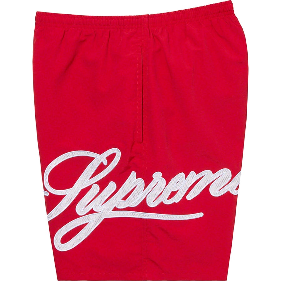 Details on Mesh Script Water Short Red from spring summer
                                                    2021 (Price is $110)