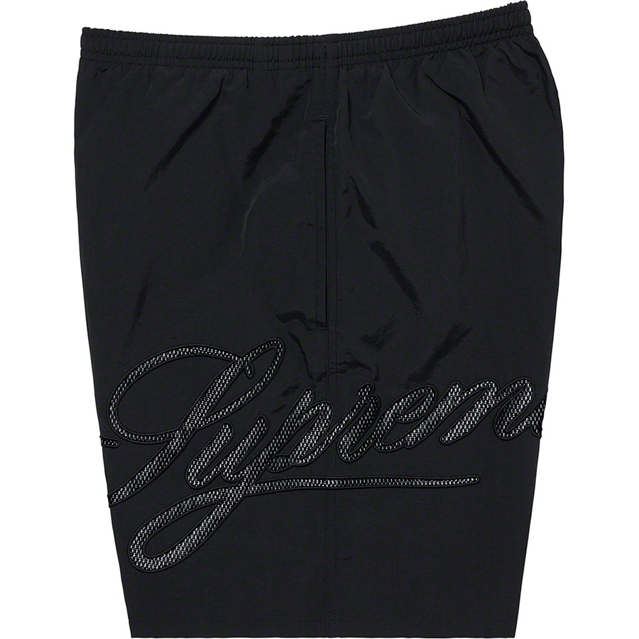 Details on Mesh Script Water Short Black from spring summer
                                                    2021 (Price is $110)