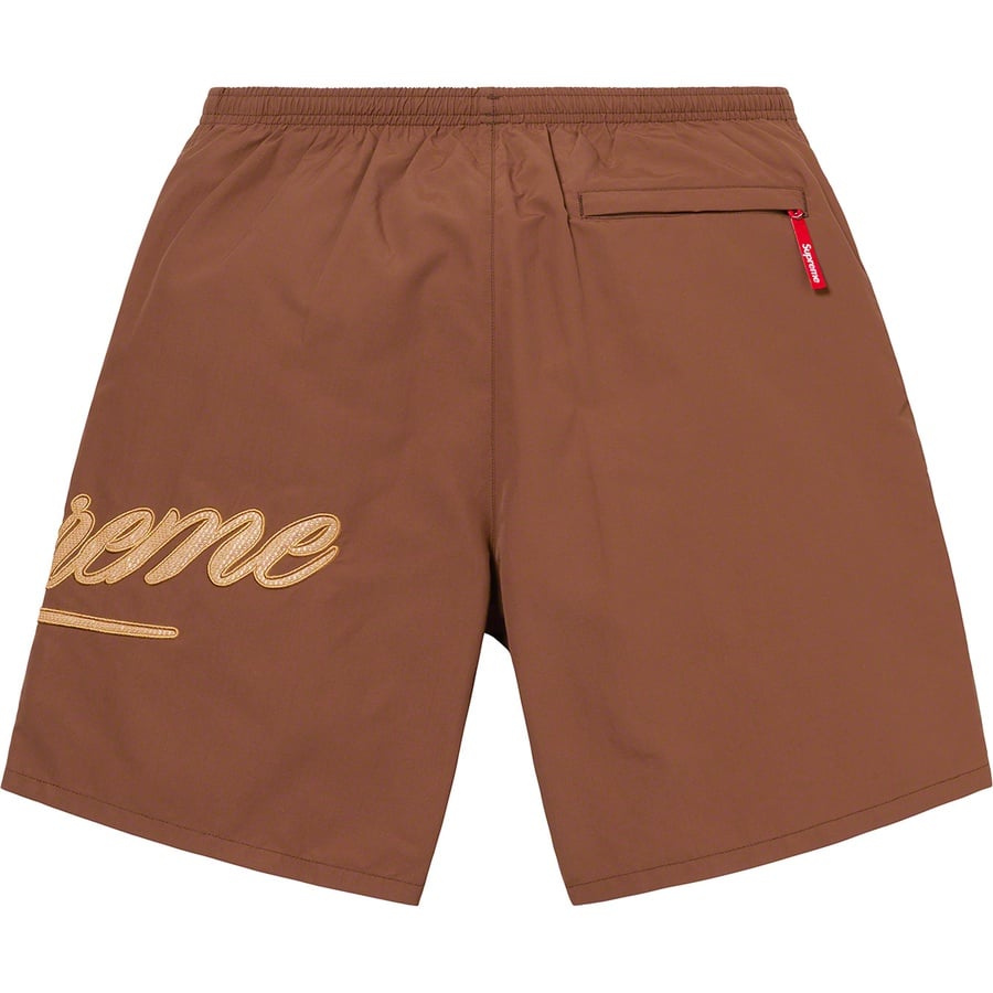 Details on Mesh Script Water Short Brown from spring summer
                                                    2021 (Price is $110)