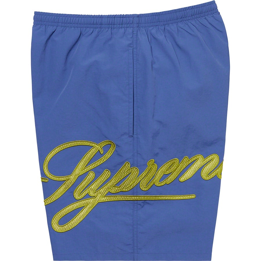 Details on Mesh Script Water Short Light Navy from spring summer
                                                    2021 (Price is $110)