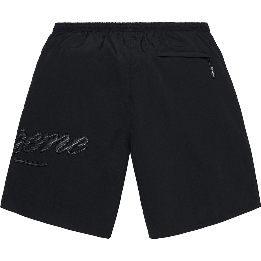 Details on Mesh Script Water Short Black from spring summer
                                                    2021 (Price is $110)