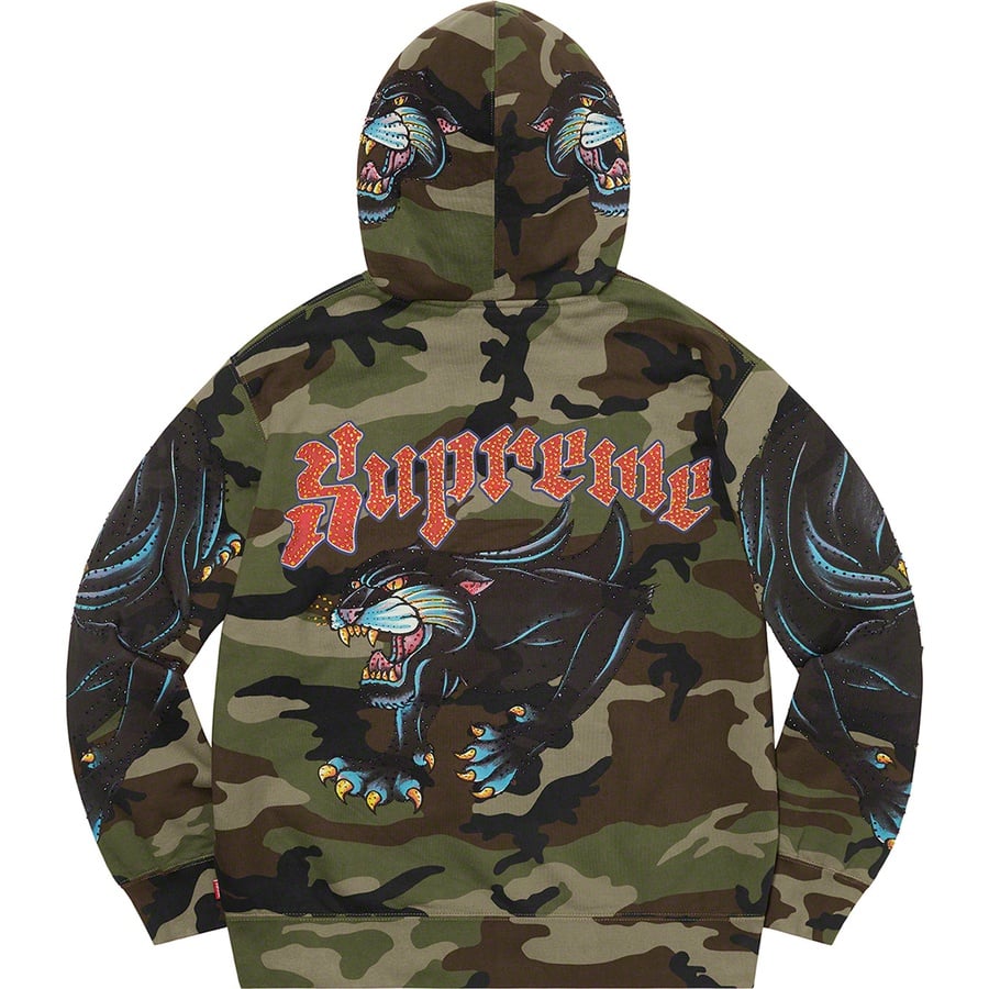 Details on Panther Zip Up Hooded Sweatshirt Woodland Camo from spring summer
                                                    2021 (Price is $168)