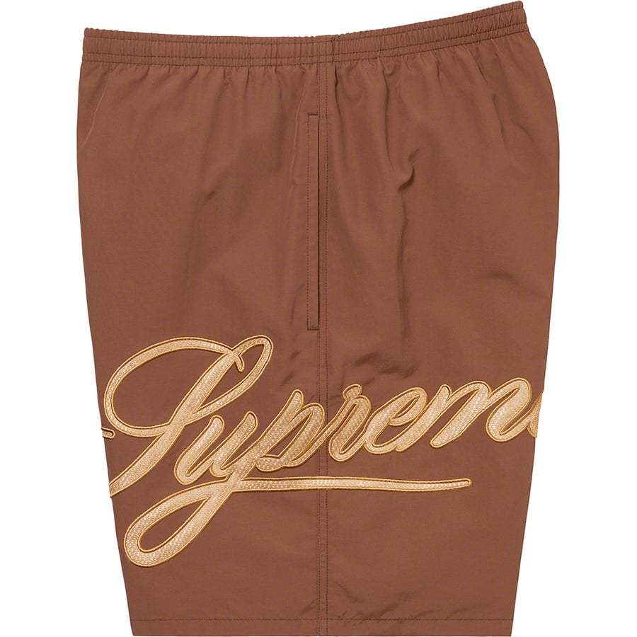 Details on Mesh Script Water Short Brown from spring summer
                                                    2021 (Price is $110)
