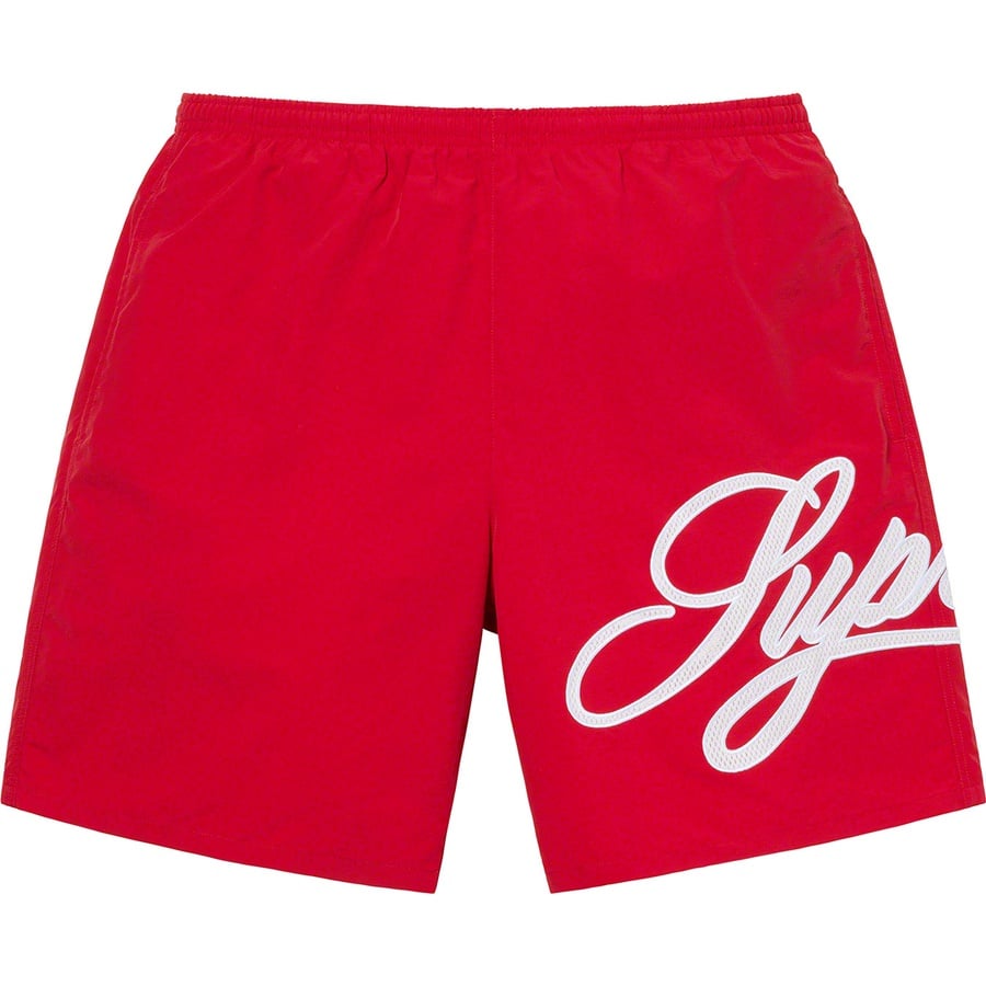 Details on Mesh Script Water Short Red from spring summer
                                                    2021 (Price is $110)