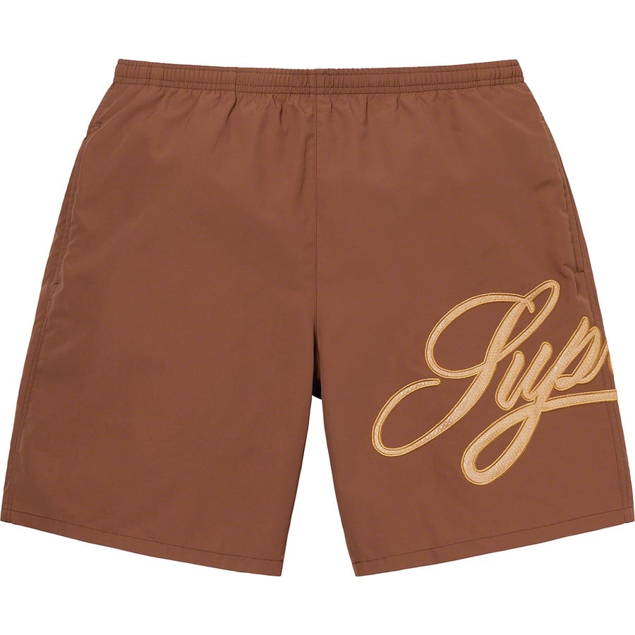 Details on Mesh Script Water Short Brown from spring summer
                                                    2021 (Price is $110)