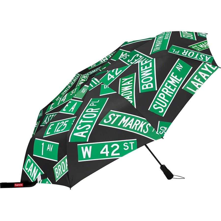Details on Supreme ShedRain Street Signs Umbrella Black from spring summer 2021 (Price is $58)
