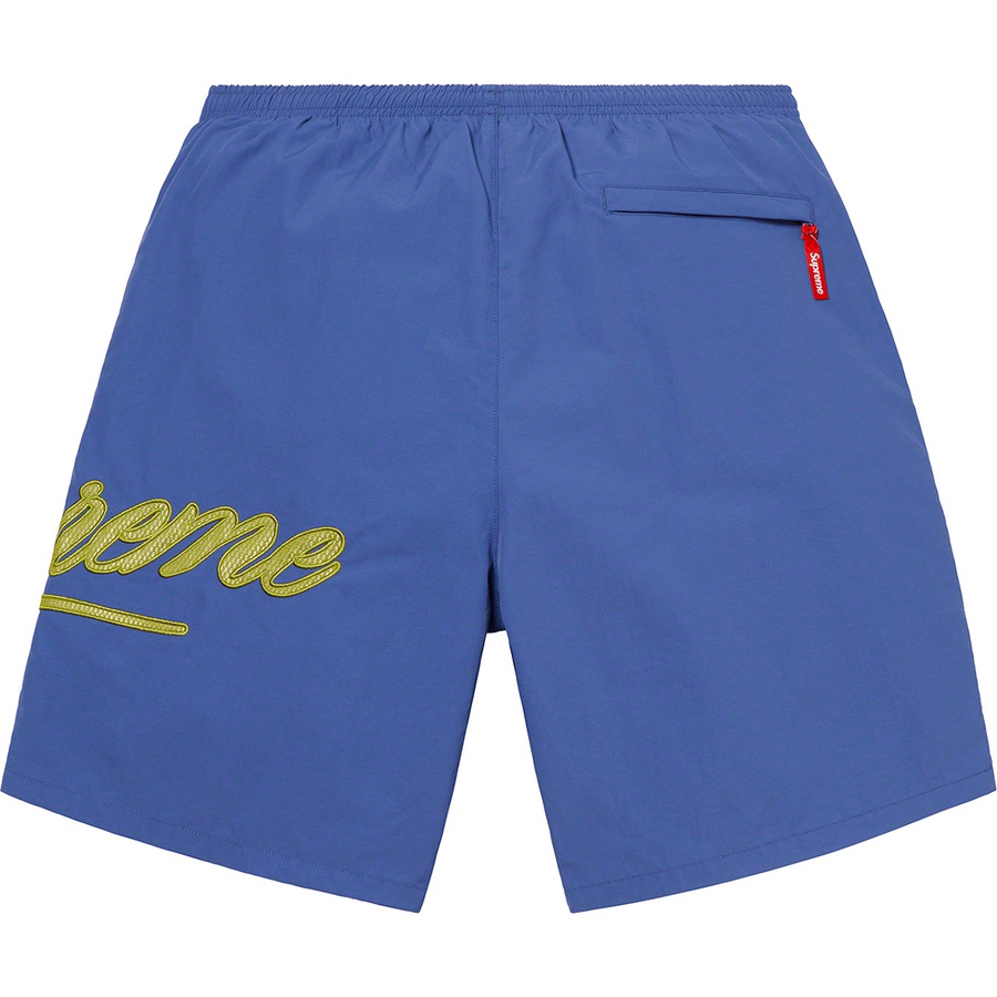 Details on Mesh Script Water Short Light Navy from spring summer
                                                    2021 (Price is $110)