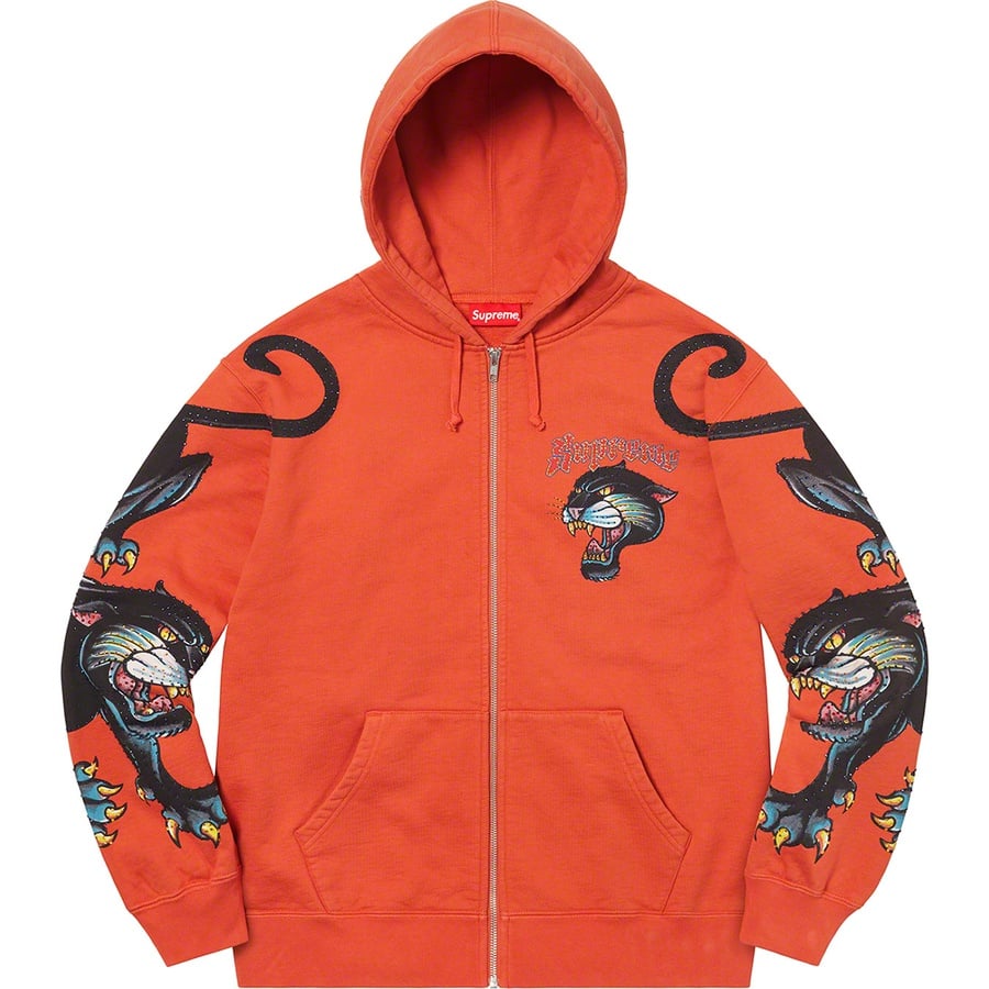 Details on Panther Zip Up Hooded Sweatshirt Burnt Orange from spring summer
                                                    2021 (Price is $168)