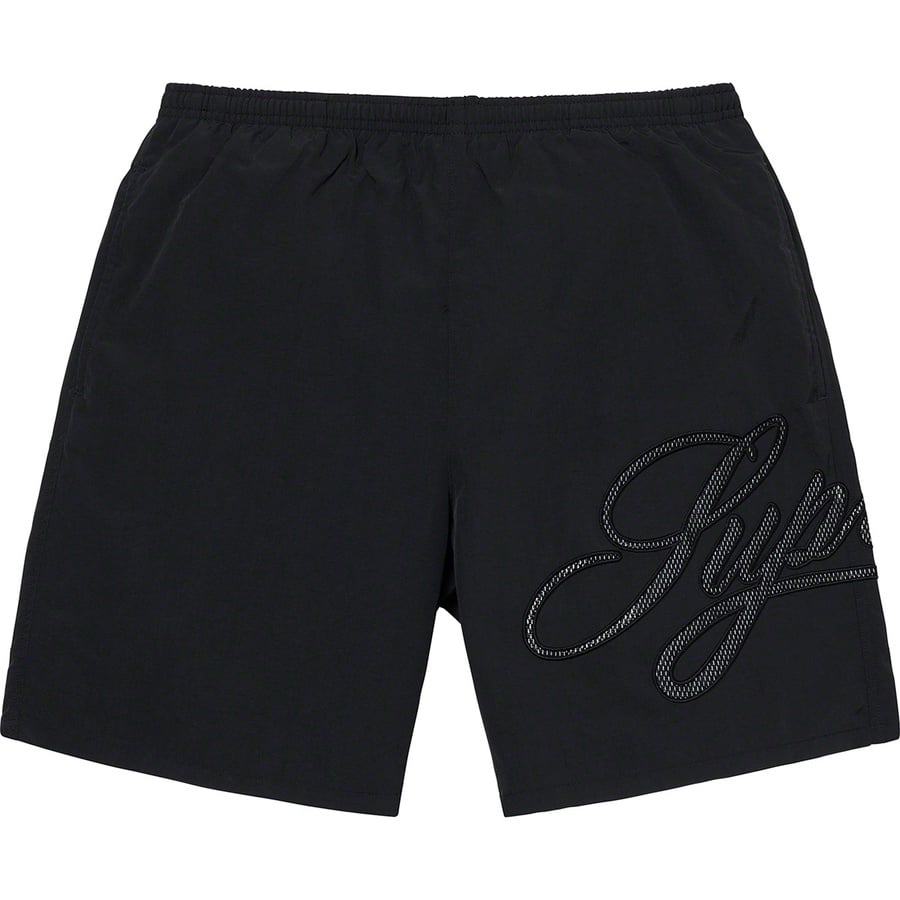 Details on Mesh Script Water Short Black from spring summer
                                                    2021 (Price is $110)