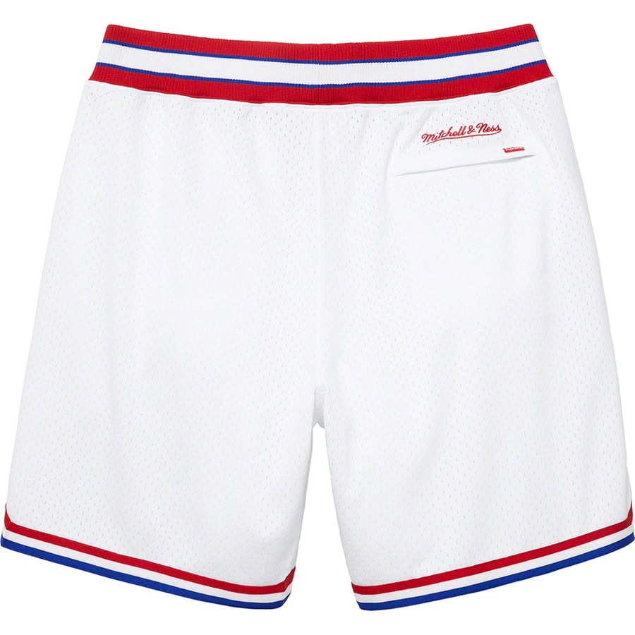 Details on Supreme Mitchell & Ness Basketball Short White from spring summer
                                                    2021 (Price is $138)