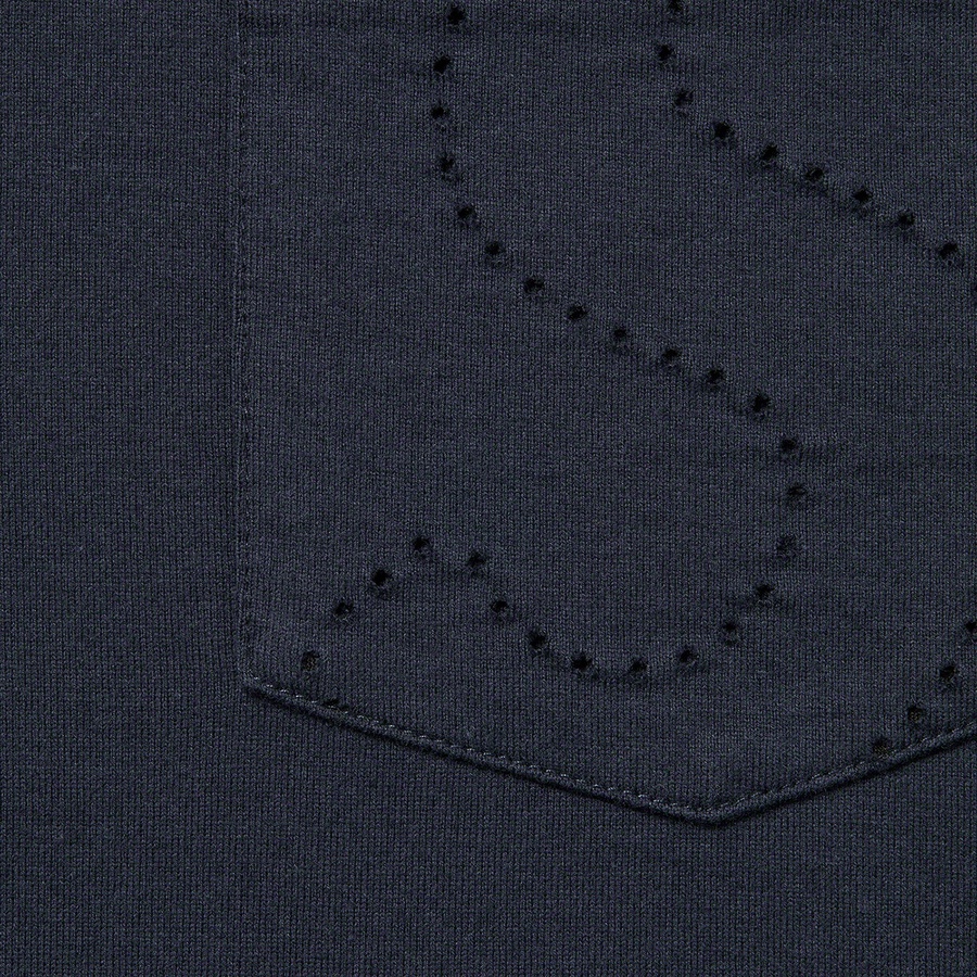 Details on Laser Cut S Logo Pocket Tee Navy from spring summer
                                                    2021 (Price is $68)