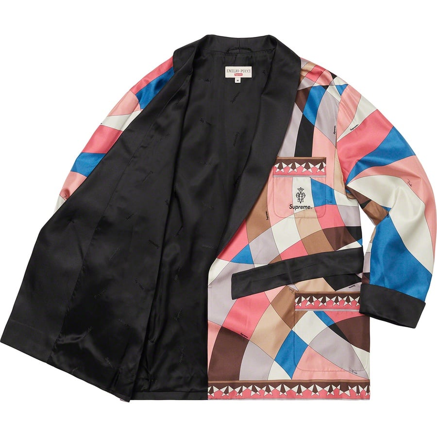 Details on Supreme Emilio Pucci Silk Smoking Jacket Dusty Pink from spring summer
                                                    2021 (Price is $1195)