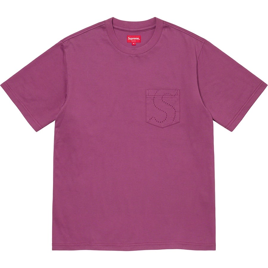 Details on Laser Cut S Logo Pocket Tee Purple from spring summer
                                                    2021 (Price is $68)