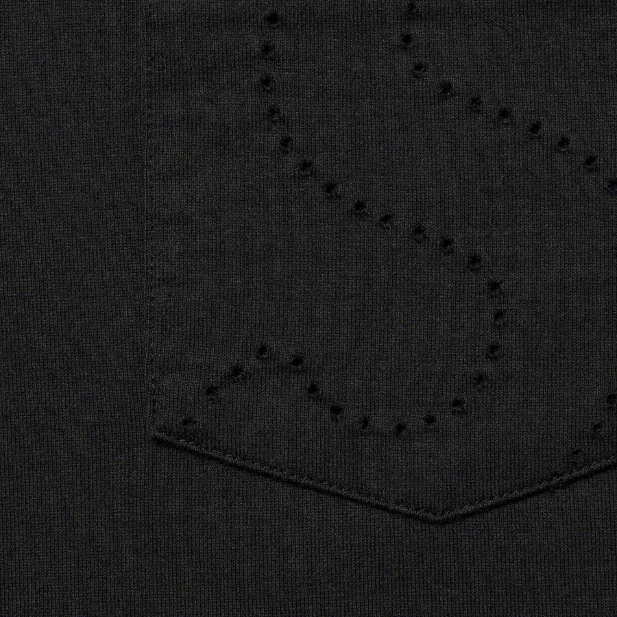 Details on Laser Cut S Logo Pocket Tee Black from spring summer
                                                    2021 (Price is $68)