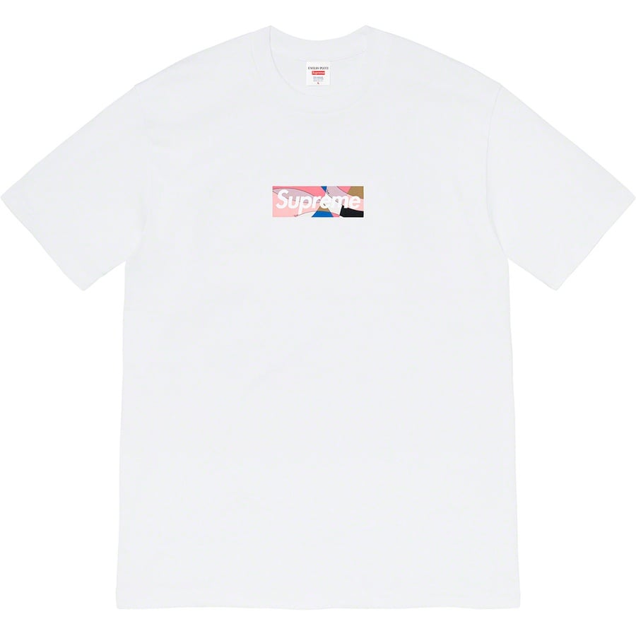 Details on Supreme Emilio Pucci Box Logo Tee White/Dusty Pink from spring summer 2021 (Price is $54)