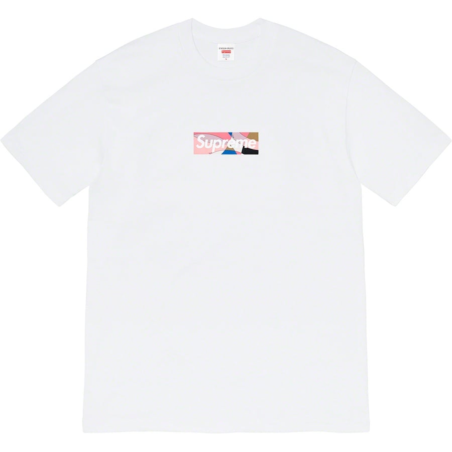 Details on Supreme Emilio Pucci Box Logo Tee White/Dusty Pink from spring summer
                                                    2021 (Price is $54)