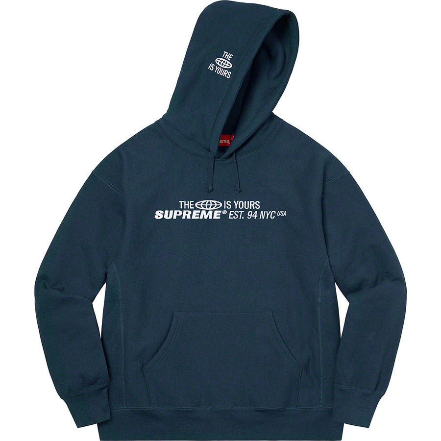 Details on World Is Yours Hooded Sweatshirt Navy from spring summer
                                                    2021 (Price is $158)