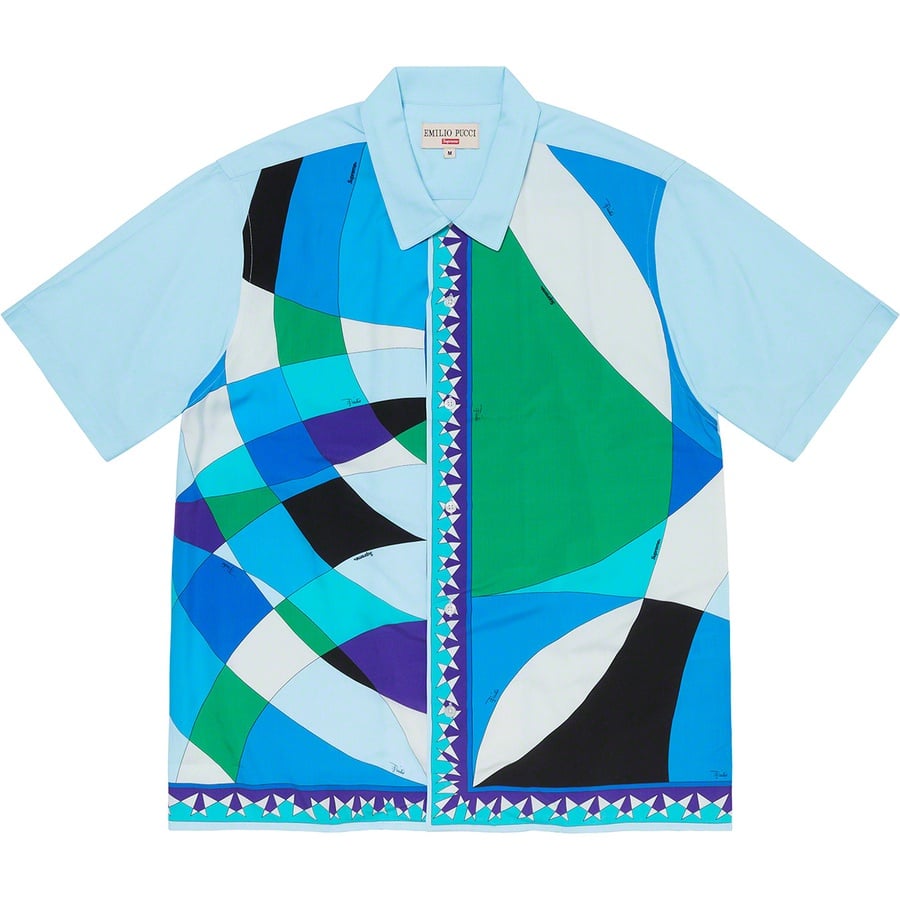Details on Supreme Emilio Pucci S S Shirt Blue from spring summer
                                                    2021 (Price is $158)