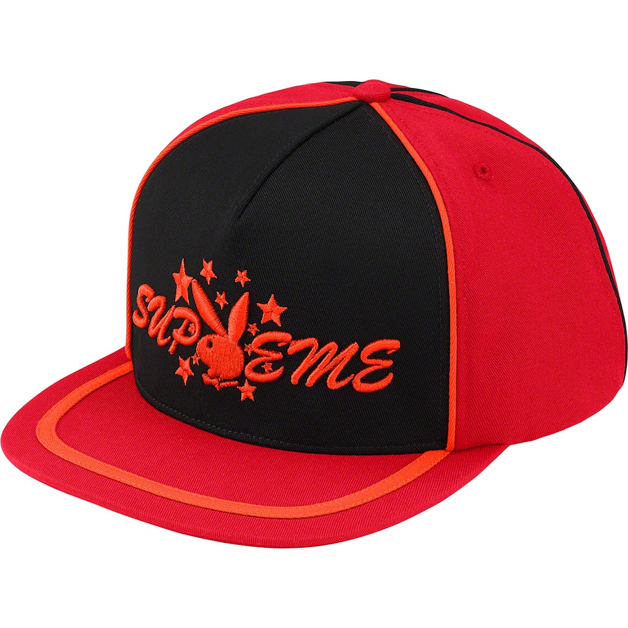 Details on Supreme Playboy 5-Panel Red from spring summer
                                                    2021 (Price is $46)